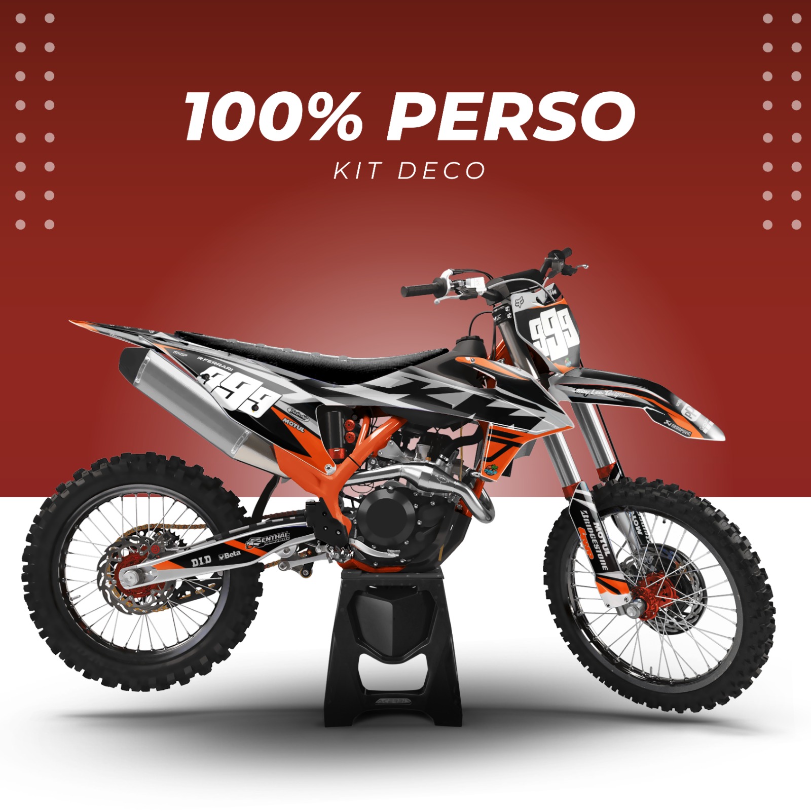 Kit Déco 100% Perso – Motocross 125cc et plus – Studio TMB